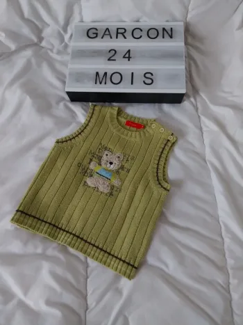 Pull sans manche garçon 24 mois Tissaia