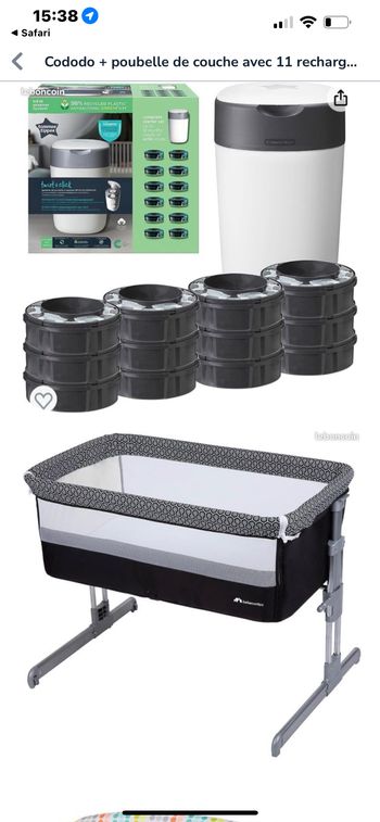 Cododo / poubelle + 11 recharges / transat