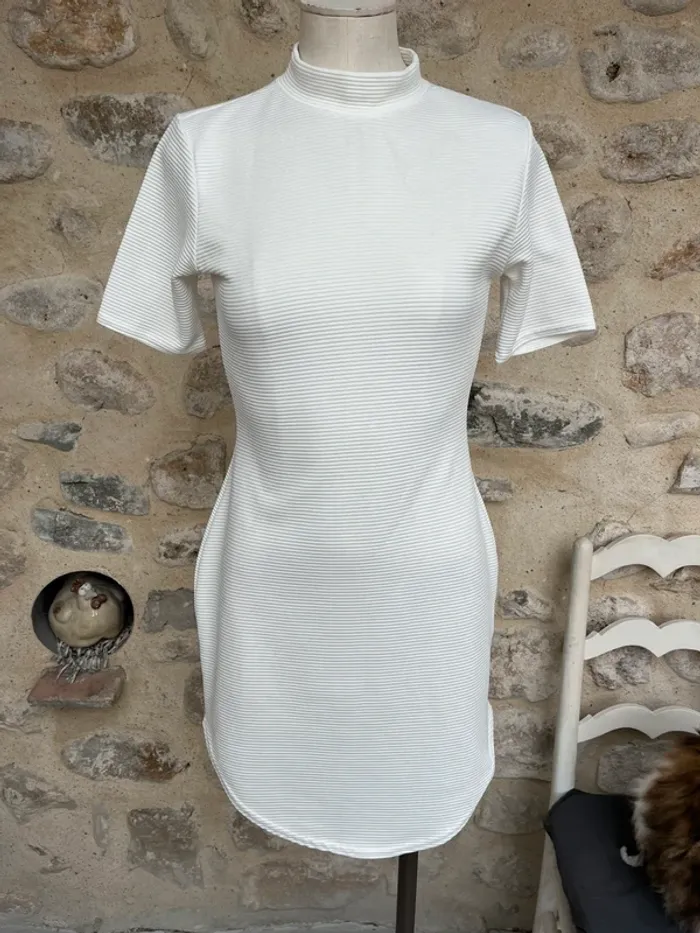 Boohoo - Robe moulante blanche côtelée