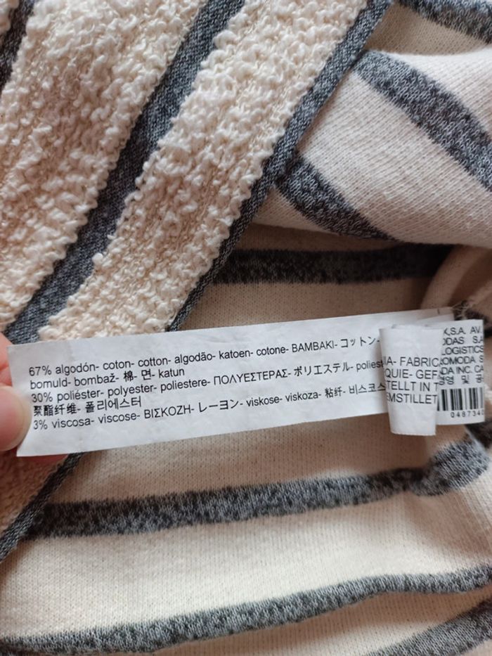 T-shirt zara man blanc crème épais rayé M 38 - photo numéro 2