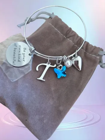 Magnifique bracelet lettre T acier inoxy