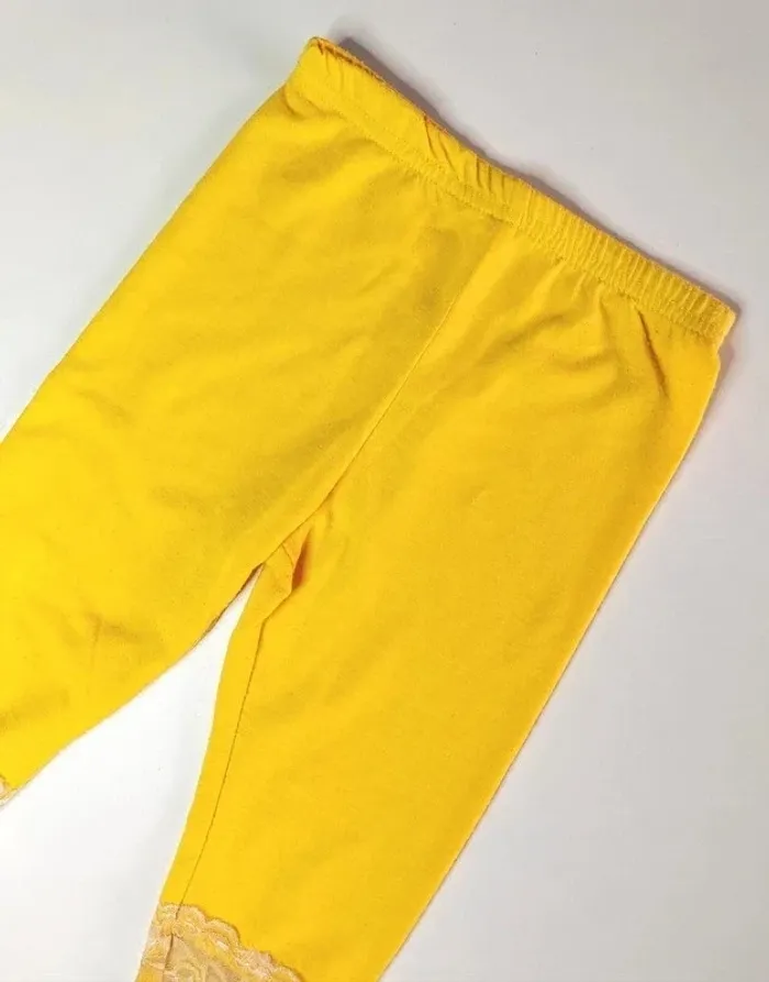 Legging jaune avec dentelle - Taille 4 ans - photo numéro 3