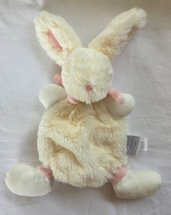 Doudou et compagnie Lapin Bonbon blanc et rose
