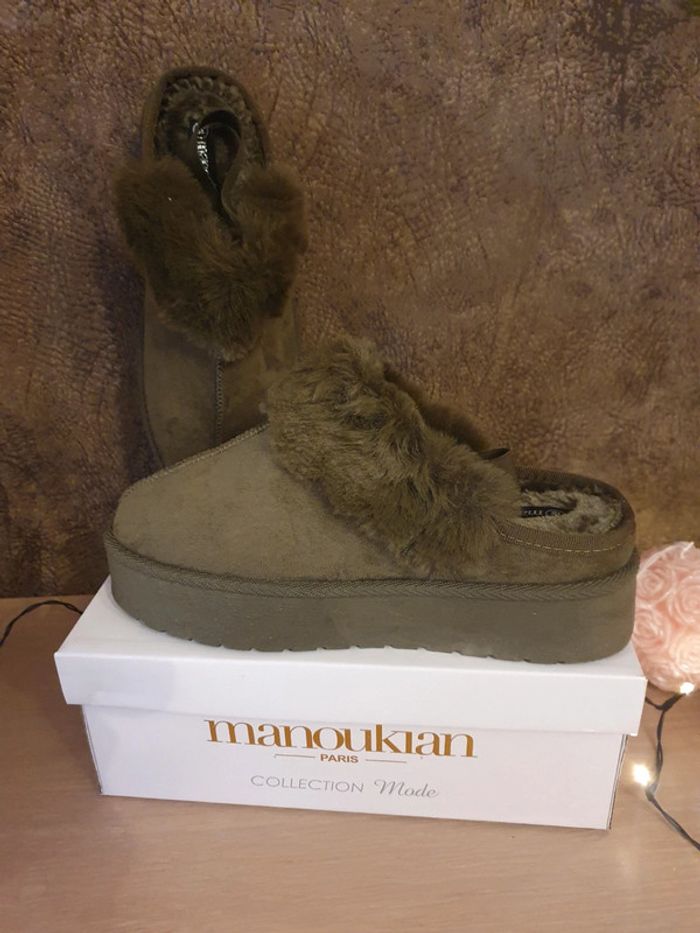 Bottines / chaussons vert armée Manoukian t39