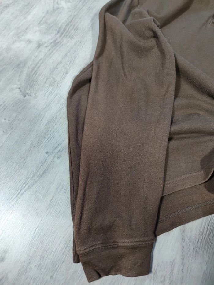 Polo Manches Longues Chaps Marron Logo Brodé Taille L Homme - photo numéro 7