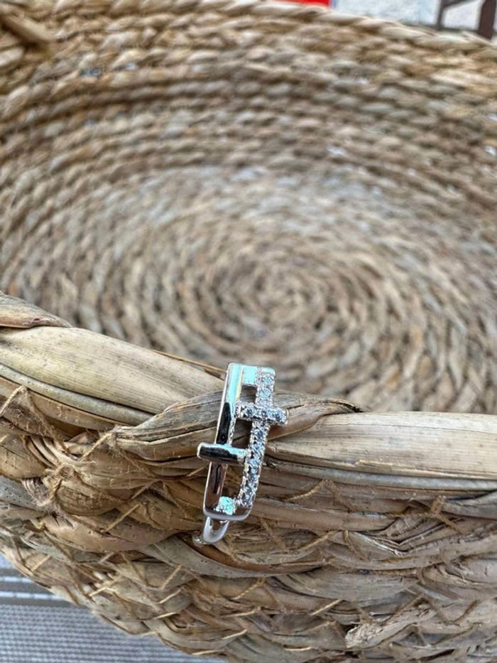 Boucles d’oreilles petites créoles double acier inoxydable argent croix cristaux - photo numéro 2