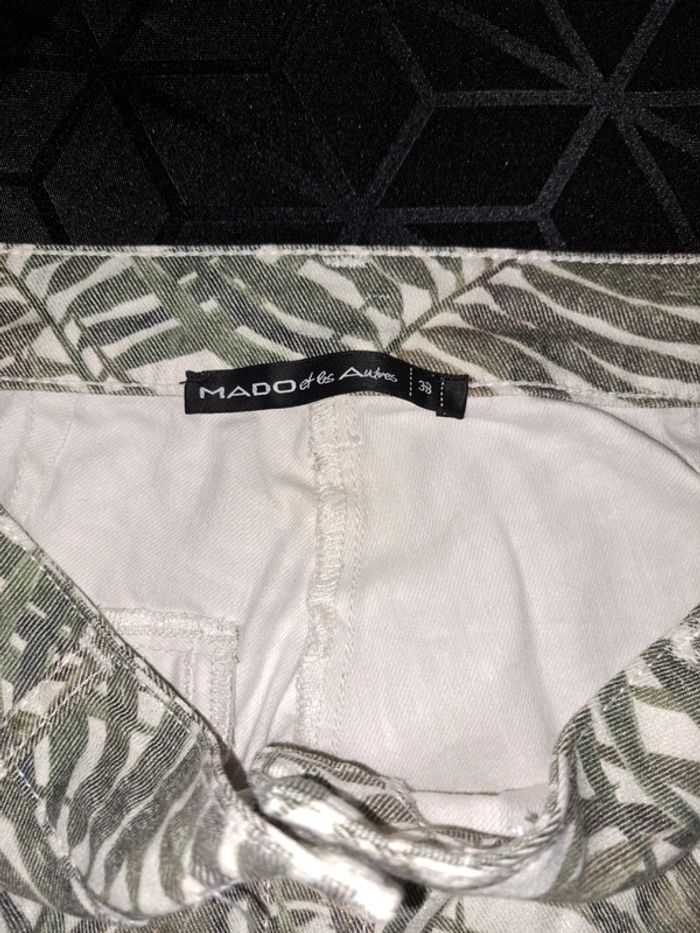 Pantalon original imprimé feuille de fougères taille haute 38 - photo numéro 5