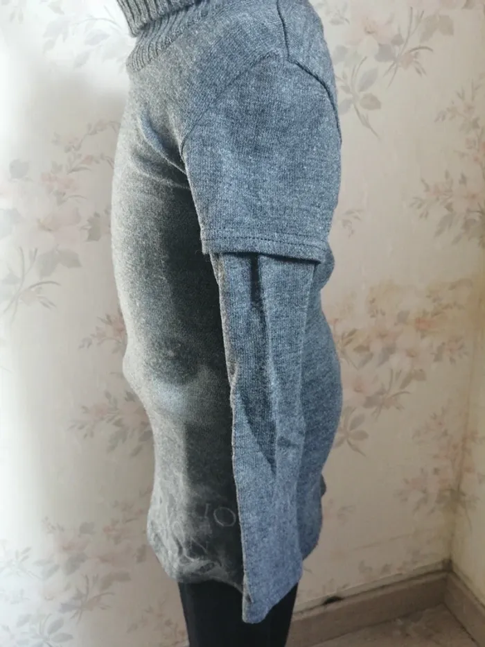 Pull tunique gris avec col montant et imprimé tête de chat / fpc / (8ans) - photo numéro 6