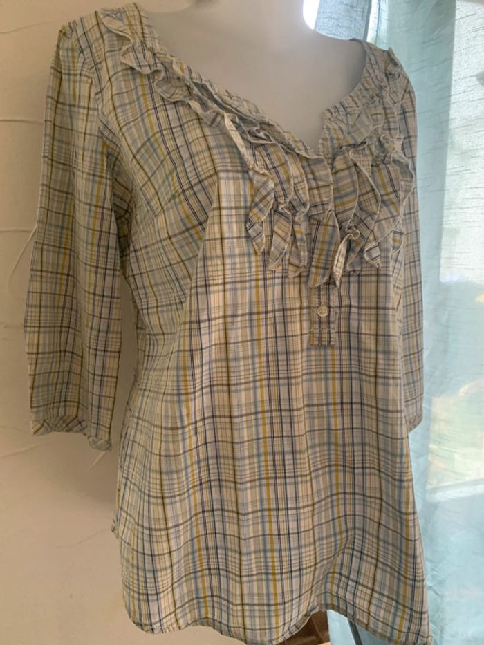Blouse Esprit taille 46 manches 3/4 rayé bleu ciel - photo numéro 4