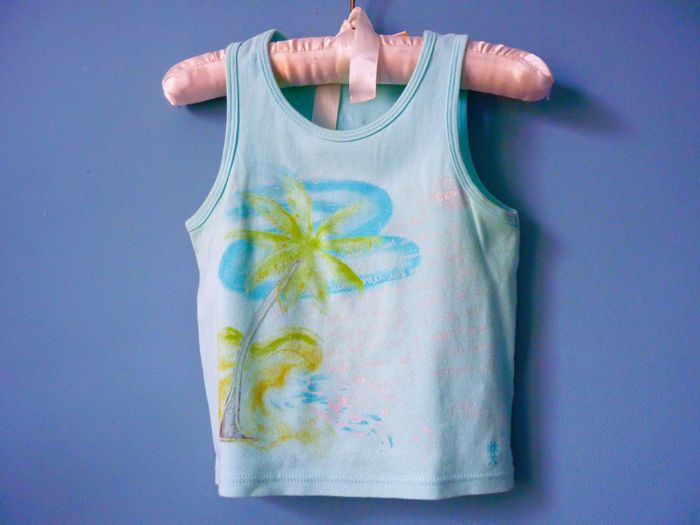 Debardeur Fille Okaïdi T-shirt 4 ans TBE palmier vacances
