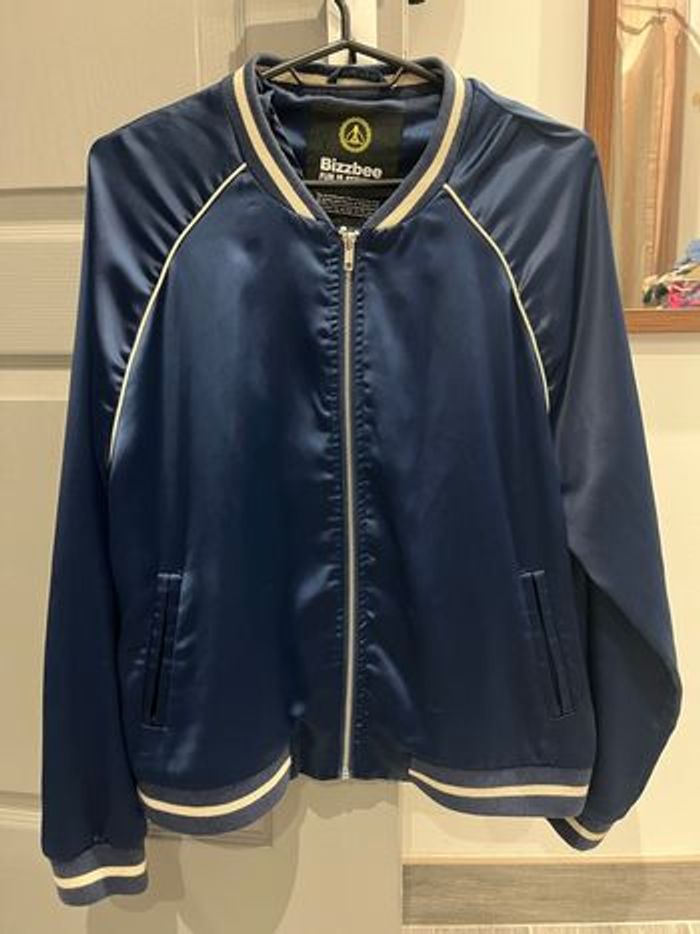 Veste bomber bleu électrique et blanc