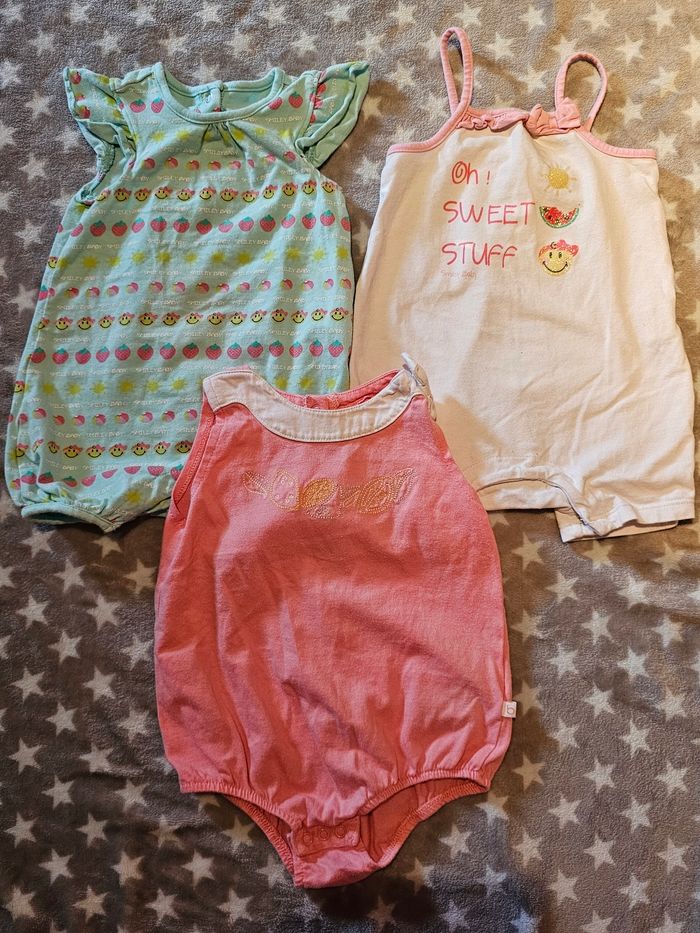 Lot de 3 barboteuses fille 6 mois