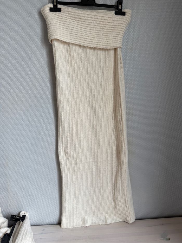 Ensemble jupe longue et pull bardot maille crème - photo numéro 5