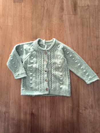 Gilet chaud vert menthe à boutons Orchestra 12mois