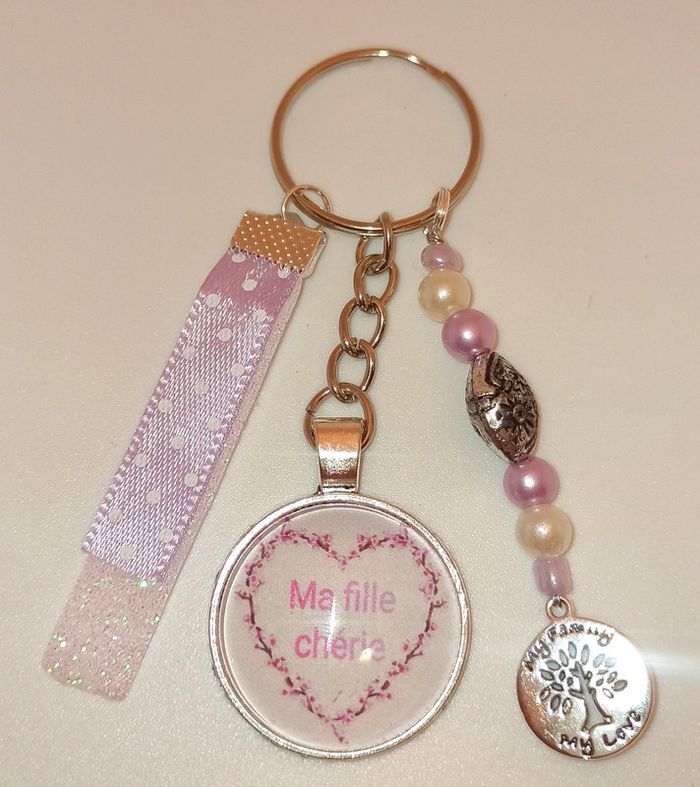 Cadeau ma fille, porte clé message bijoux de sac " ma fille cherie"
