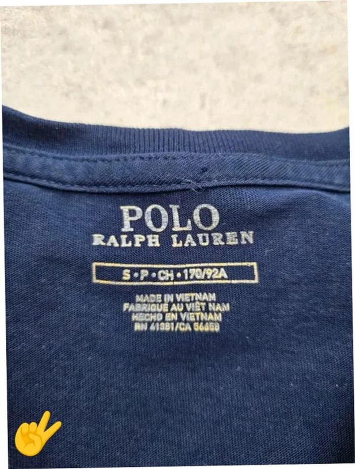 T-shirt Ralph Lauren S coupe col rond bleu Homme Men tee20b - photo numéro 2