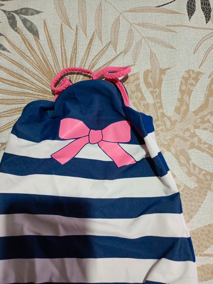 Maillot de bain style marinière nœud rose une pièce fille Vertbaudet 6 ans - photo numéro 3