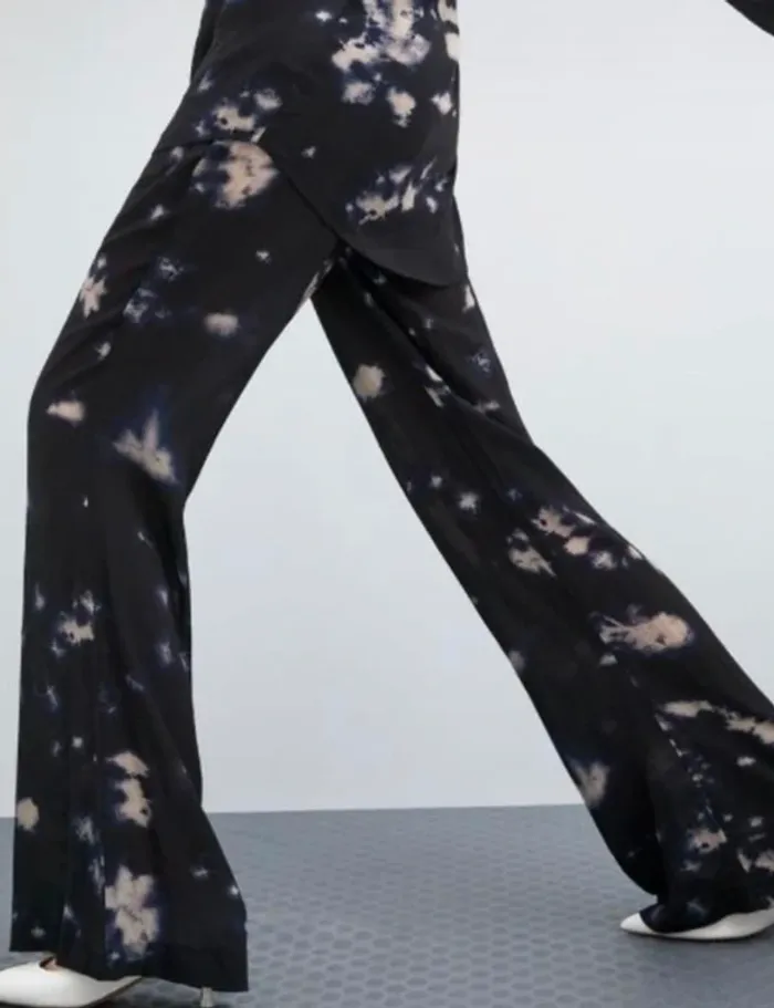 Pantalon flare tie and die marine Zara - photo numéro 3