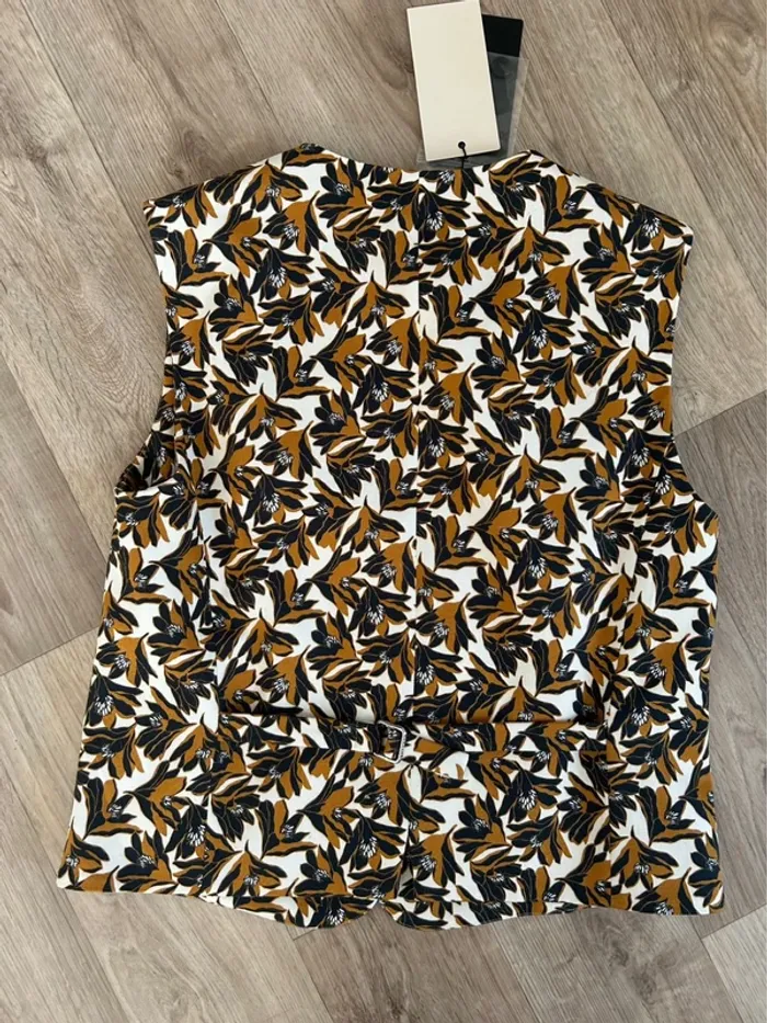 Week-end Maxmara ensemble tailleur pantalon +gilet barman imprimé femme, taille 38/40 - photo numéro 8