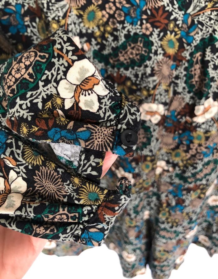 Combishort Zara fleurie noire manches longues taille XS / 34 36 comme neuve - photo numéro 14