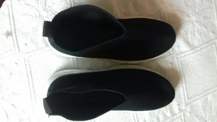 Bottines/Basket montantes tissus extensible noir et blanches pointure 38 - photo numéro 4