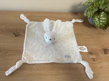 Doudou plat lapin blanc étoile grise absorba