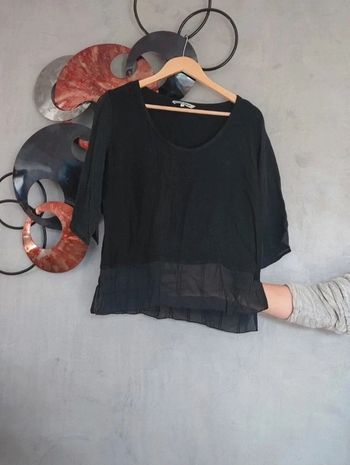 Blouse noire bi-matière Garuda Garuzo