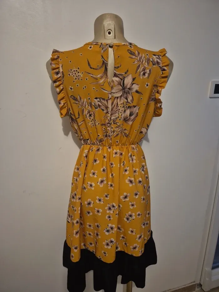 Robe jaune fleuri taille unique - photo numéro 5