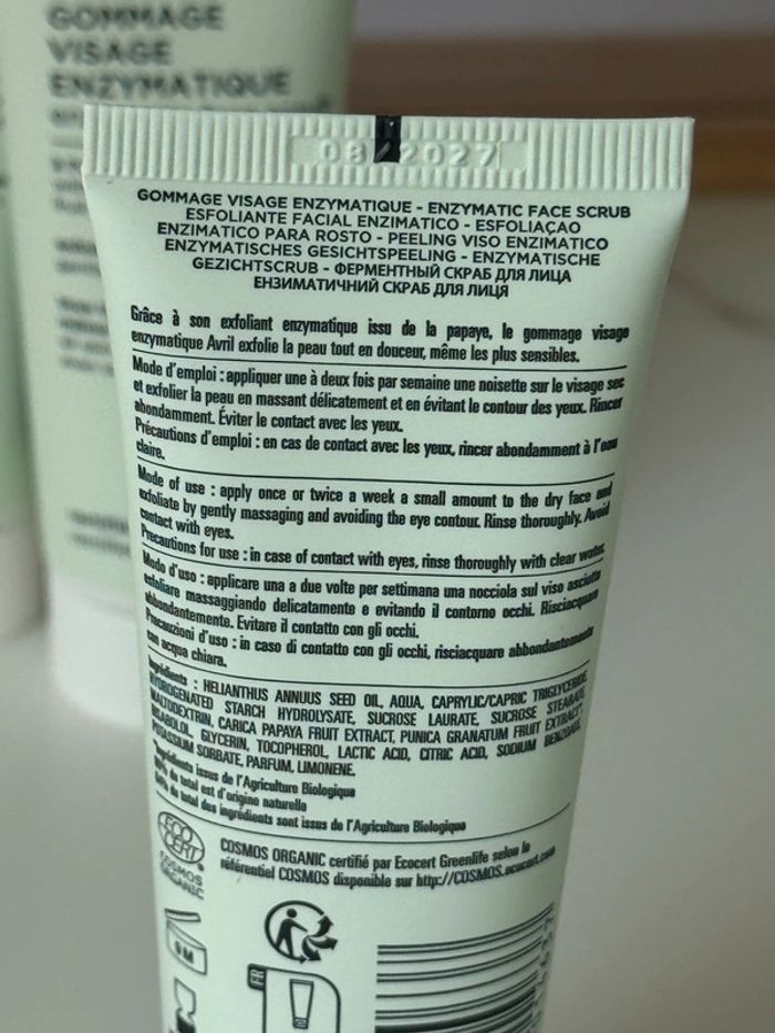 3 tubes gommages enzymatique visage Avril bio 50ml - photo numéro 6
