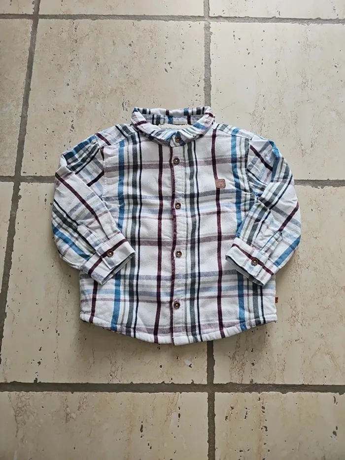 Chemise carreaux bordeaux doublé polaire - Obaïbi - 23 mois/86 cm