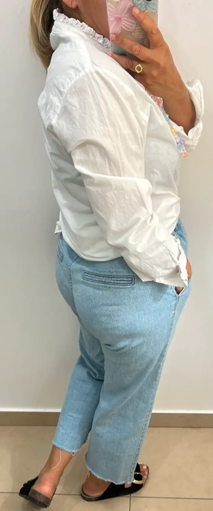 Chemise Blanche Avec Volant Taille L - photo numéro 7