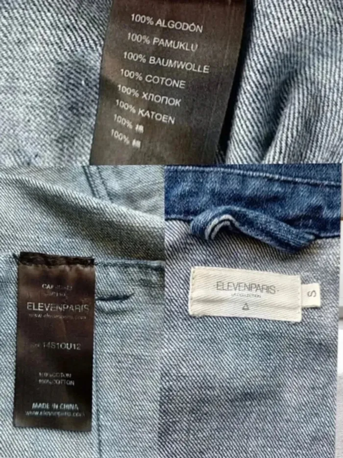 Veste jean Elevenparis ,coupe droite ,col chemise ,100 % coton - photo numéro 7