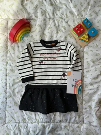 robe manches longues beige et marine terre de marins 12 mois