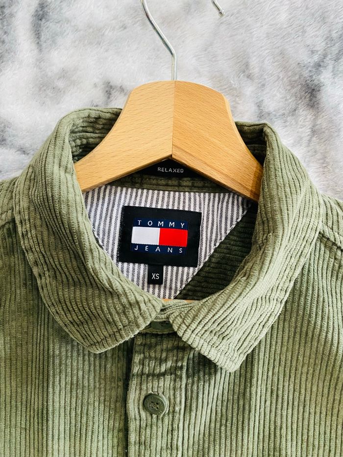 Chemise Tommy Hilfiger Velours Côtelé Kaki XS - Patch 1985 - Logo Tommy Jeans - photo numéro 7