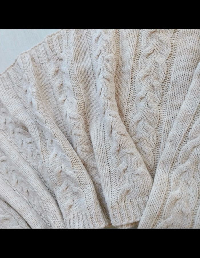 Pull court oversize beige claire maille  torsadée taille universelle - photo numéro 10