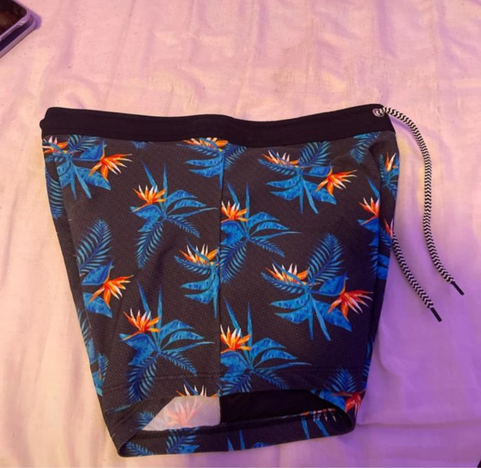 Maillot de bain à lacets homme noir avec des palmiers bleu et orange sun project beachwear - photo numéro 3