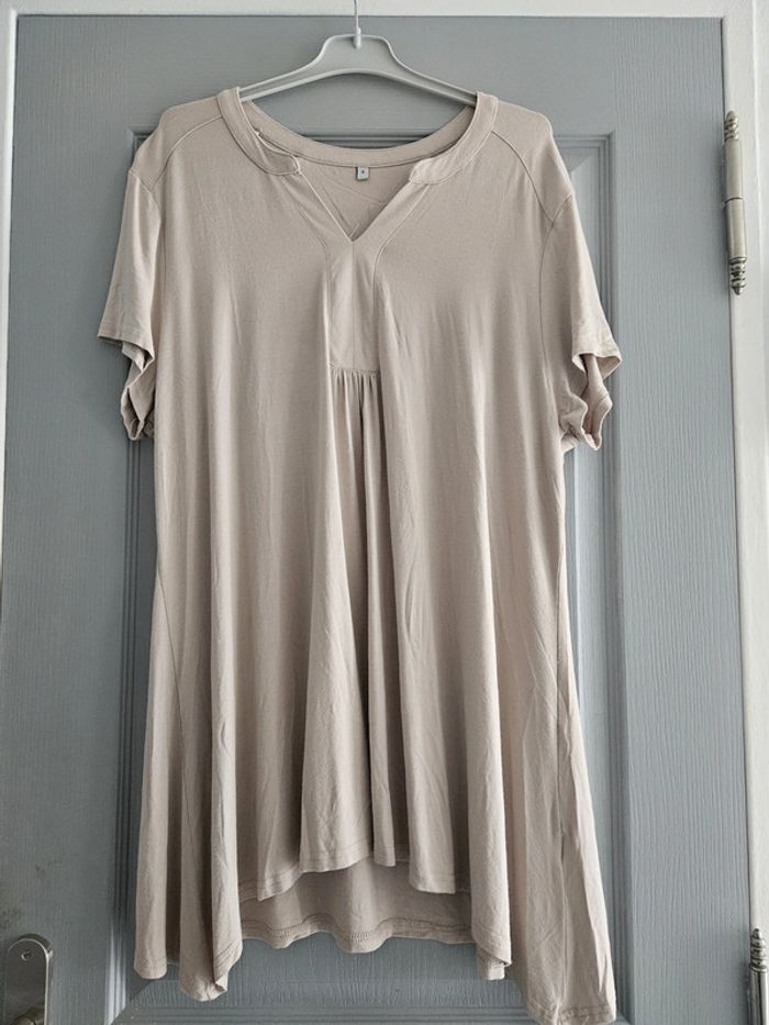 Mini robe tunique coupe évasée femme - Taille 6 (46 / XXXL) - Ecru