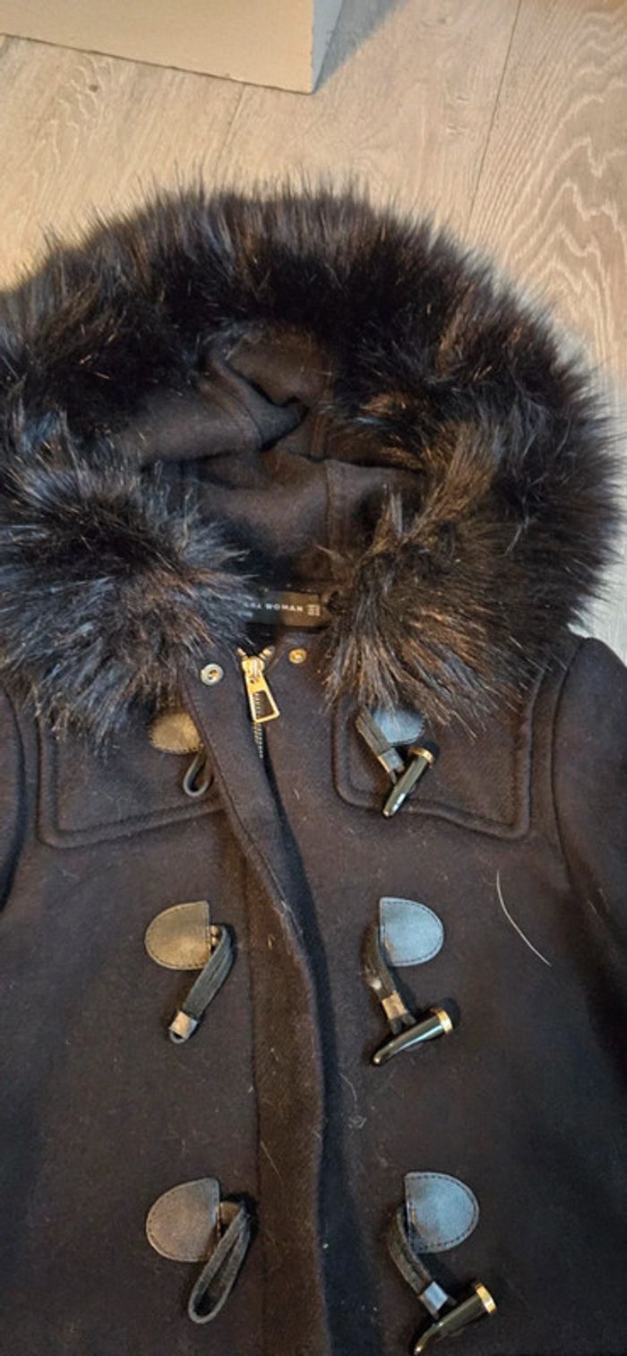 Manteau noir classique avec capuche, Zara Woman, taille XS/24 - photo numéro 6