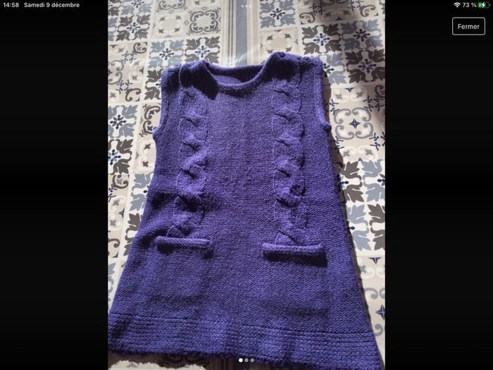 robe tricot violette 18 mois tbe