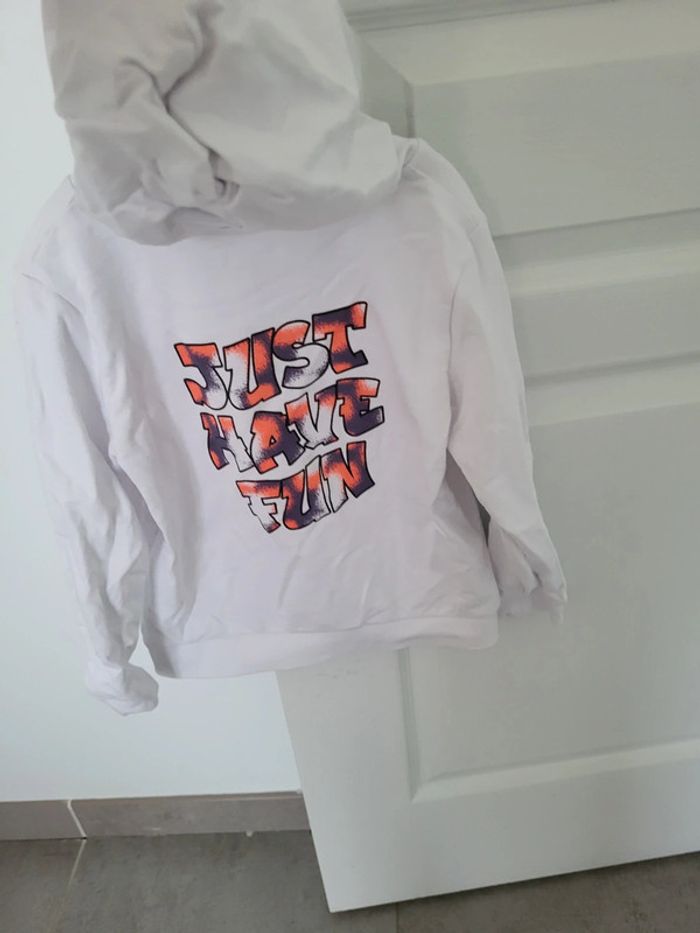 Sweat à capuche garçon blanc mi saison neuf 5 ans - photo numéro 4