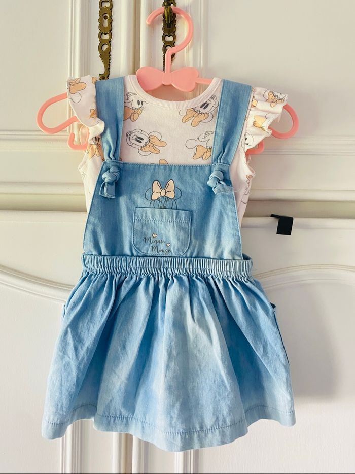 Ensemble Robe Bretelle Jean Légère Tee Shirt Minnie - photo numéro 2