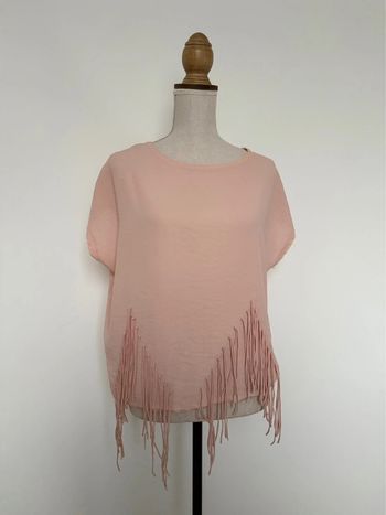 T-shirt haut Zara top maillot camisa S blusa Blouse chemise camicia overhemd folder rose