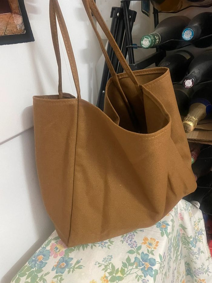 Sac à bandoulière marron décontracté en toile très résistant et de grande capacité - photo numéro 12