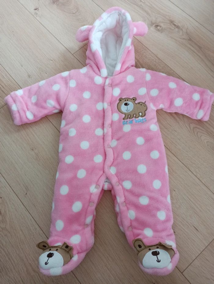 Combi pilote / barboteuse ourson en molleton idéal sortie maternité - 0/3 mois