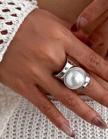 Bague manchette perle