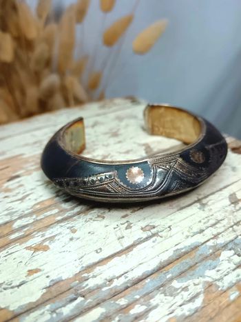 Bracelet ethnique ébène et argent | Touareg Agadez