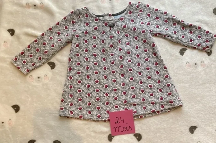 Robe enfant fille manches longues Obaïbi 24 mois