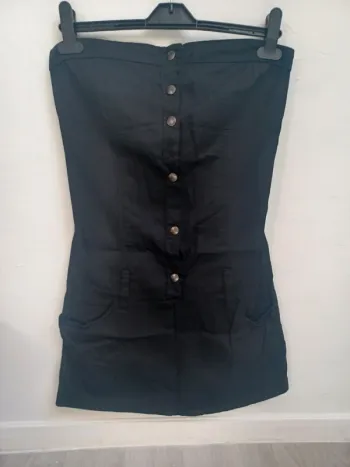 Mini robe bustier avec poches noir femme