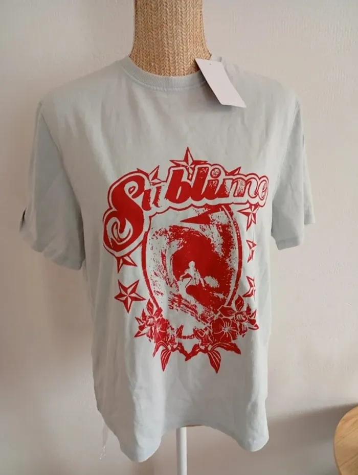 Haut décontractée sublime artistique turquoise été xl