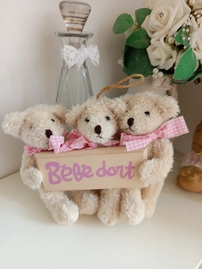 Lot déco oursons shabby pour chambre bébé fille - photo numéro 12
